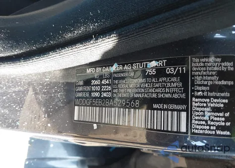 2011 Mercedes-Benz C 300 Luxury/Sport из США, поврежденный, VIN WDDGF5EB2BA529568